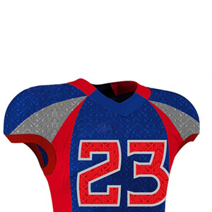Custom American Football Uniform Set Blue <b>Red</b> Sublimated Jersey Pants Men's Sleeveless V-Neck Moisture Wicking Polyester - Product Image 3