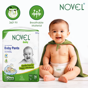74 piezas por paquete - Pañales para bebé NOVEL talla 3, medianos, 74 unidades, enriquecidos con aloe vera - Product Image 5