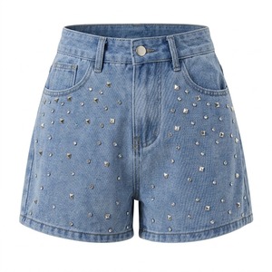 Mid Waist Black <b>Woven</b> Denim <b>Shorts</b> with Pockets Acid Wash Straight Leg Casual Summer Style - Product Image 6