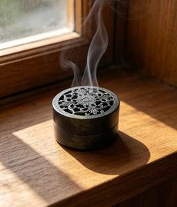 Wooden <b>Incense</b> Burner & <b>Aromatherapy</b> <b>Diffuser</b> with Stylish Sandalwood Design for Religious Bakhoor <b>Holder</b> Spring/Summer Use - Product Image 6