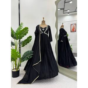 Designer Regional Clothing Gown and Dupatta with Intricate Thread and Sequence Work - Product Image 6