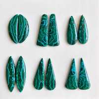 Paires de cabochons en malachite et chrysocolle, pierres précieuses naturelles, paires de malachite et chrysocolle de créateur pour la création de boucles d'oreilles