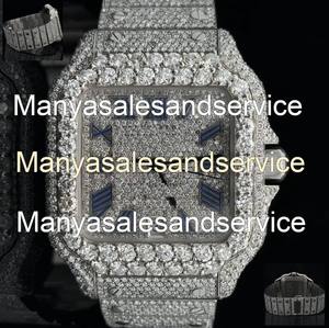 Montre en verre carré sertie de diamants blancs en moissanite, mouvement automatique en acier inoxydable, résistance à l'eau 10 bars, moissanite - Product Image 3