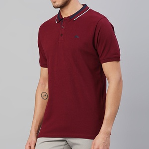 Camisa polo para hombre, corte regular, manga corta, formal, de lujo, con cuello de punto plano, texturizado, 100% algodón, color liso. - Product Image 2