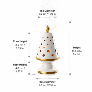 Charming White And Gold Metal Incense Burner Featuring <b>Star</b> And Dot Cutouts Beautiful Festive Home <b>Decor</b> And Fragrance Piece - Product Image 6