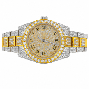 Étui à lunettes CRYSTAL entièrement serti de diamants avec bracelet en chiffres romains doré et argenté, style hip-hop, verres miroir, cadeau - Product Image 1