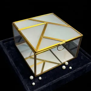 ARTISAN DESIGN Luxury Brass Glass Mirror Jewelry <b>Box</b> Storage Decorative <b>Trinket</b> Organizer Wedding Gift <b>Box</b> for Rings & Necklaces - Product Image 1