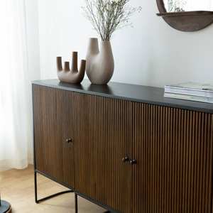 Aparador redondo Vandana Radiant Hexa en madera de mango y metal - Product Image 4