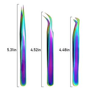 ชุดแหนบต่อขนตาสแตนเลสความแม่นยำสูง สีรุ้ง 3 ชิ้น พร้อมกล่อง - Product Image 3
