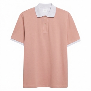เสื้อโปโลผู้ชายสีชมพู ระบายอากาศได้ดี แขนสั้น ติดกระดุม ผ้าถัก สีพื้น สวมใส่สบาย ผ้าฝ้าย ทรงปกติ - Product Image 5