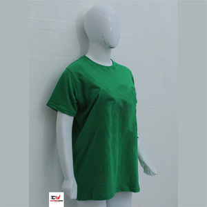 Nueva moda, camiseta de punto de manga corta, 100% de alta calidad, transpirable, súper cómoda, lisa, de color verde para mujer. - Product Image 3