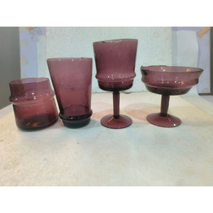 <b>Vintage</b> Purple <b>Old</b> Fashioned Glass Cocktail Set of 4 Handmade Stemmed and Tumbler Glasses Eco-Friendly for Party Use - Product Image 1