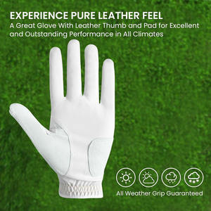Gants de golf de luxe en cuir Cabretta blanc PROVEN ENTERPRISES pour droitier, fermeture à bouton, sangle de poignet réglable, poignées ergonomiques - Product Image 6