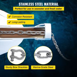 Catena di Ancoraggio in Acciaio Zincato 10 X 5/16'' con Grillo da 3/8'' - Carico di Rottura 11650 libbre, Catena di Ancoraggio da 9460 libbre per Attrezzature Nautiche - Product Image 4