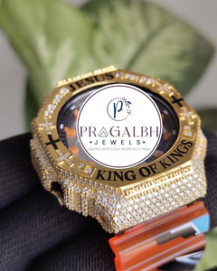 นาฬิกาควอตซ์ Pragalbh Jewels Iced Out Jesus King Of Kings สายสแตนเลสสตีล หรูหรา สไตล์ฮิปฮอป ประดับเพชร สำหรับผู้ชาย - Product Image 4