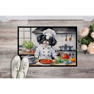 Japanese Chin the Chef <b>Doormat</b> Non-Slip <b>Washable</b> Low Pile 18H X 27W New Indoor and Outdoor Entryway Rug - Product Image 2