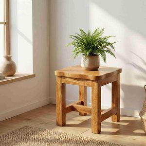 Taburete Cuadrado de Madera con Cuatro Patas, Mini Taburete Compacto Multiusos para Hogar, Oficina, Dormitorio, Sala de Estar, Cocina - Product Image 3