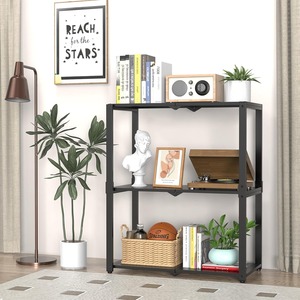 3 Shelf <b>Floating</b> Industrial Metal Heavy Duty Black Storage Rack Shelving <b>Unit</b> with Easy Assembly for Indoor Use - Product Image 4