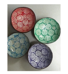 Premium <b>Coconut</b> <b>Shell</b> Bowl Hand Painted MOP Inlay Custom Pattern Natural Eco Friendly Handmade Bowl Vietnam Export - Product Image 3