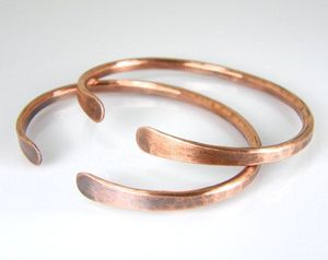 Luxury Handmade <b>Copper</b> <b>Bracelet</b> With Elegant Textured Surface For Men Women Premium Jewelry Collection - Product Image 1