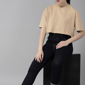 Good Selling Loose Summer Women's Breathable Cotton Crop <b>Top</b> T-Shirts OEM Customizable Short Sleeve with OEM ODM services - Product Image 5