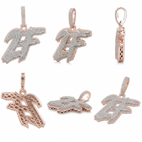 Pendentif personnalisé hip-hop avec initiale, micro-pavé, moissanite taille brillant, argent 925, mariage, luxe, tendance, vente en gros