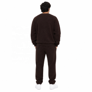 Textured Fleece Men's <b>Tracksuit</b> Set with Soft Cozy Sweatshirt Relaxed Joggers Fit Winter Warm Hoodies Streetwear Bulk OEM Orders - Product Image 3
