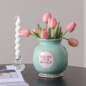 French Pastel Ceramic <strong>Vase</strong> Cute Hand-Painted Flower Jar <strong>for</strong> Home Decoration and Gifts - Product Image 2