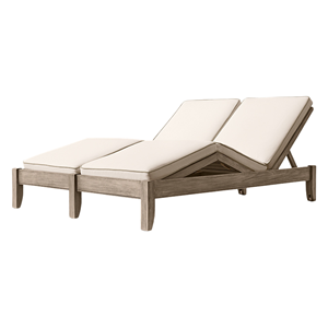 Chaise longue double pliable d'extérieur en teck massif de qualité supérieure, pour patio, jardin, piscine, personnalisable - Product Image 4