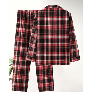 <b>Men's</b> Plaid Flannel <b>Pajama</b> <b>Set</b> Long Sleeve Full Length Cotton Sleepwear Winter Casual With Pockets Soft Machine Washable - Product Image 2