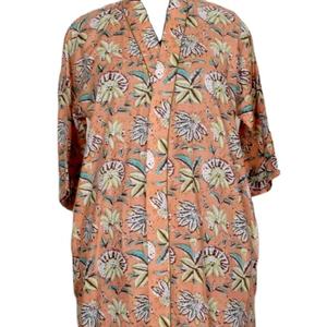 Indian Block Printed Cotton <b>Kimono</b> Robe Women Floral Soft Free Size Summer Night Wear Japanese Style <b>Beach</b> Cover Bath Robe ODM - Product Image 1