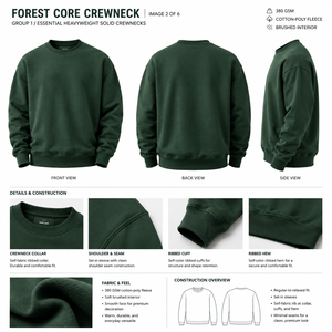 Sudadera de Cuello Redondo para Hombre, Color Verde Oscuro, Corte Regular, Felpa, Informal, Invierno, Tejido de Punto, Color Sólido, 100% Algodón, Transpirable - Product Image 2