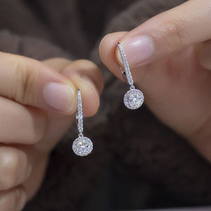 Pendientes Unisex de Diamantes Naturales con Corte Brillante Redondo, Chapados en Oro Rosa, Certificados por IGI, JOYERÍA DE ÁMBAR, Joyería de Lujo para Bodas - Product Image 2