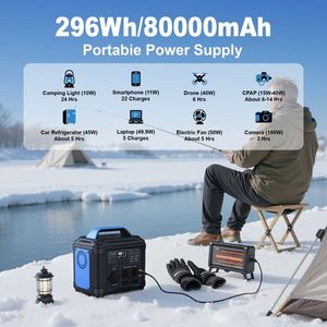 สถานีไฟฟ้าพกพา 300W 296Wh 80000mAh แบตเตอรี่ลิเธียม เครื่องกำเนิดพลังงานแสงอาทิตย์ สำหรับตั้งแคมป์กลางแจ้ง รถบ้าน ใช้ในบ้าน ใช้งานได้หลากหลาย - Product Image 4