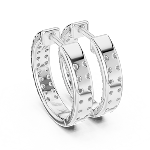 Pendientes de Aro Bali de Plata de Ley 925 con Polvo de Diamante y Circonita, Joyería de Lujo Moderna para Mujer - Product Image 2