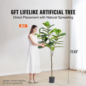 Albero di Ficus Lyrata Artificiale Realistico da 6 Piedi in PE, Anti-Ribaltamento, a Bassa Manutenzione, per Matrimoni - Product Image 2