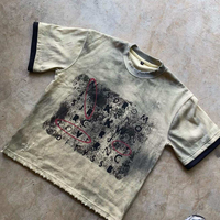 T-shirt en coton à manches courtes pour homme, coupe classique, design vieilli, personnalisable, imprimé, idéal pour l'été
