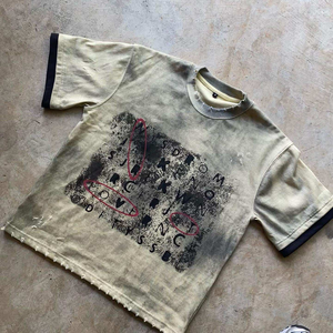 Camiseta de Manga Corta de Algodón para Hombre, Diseño Desgastado, Personalizada, Ajuste Veraniego, con Estampado - Product Image 1