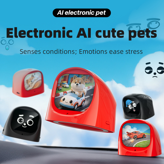 AI Car Robot Plug Play App Control Voice Wi-Fi Hands-Free Driving Assistant Universal Fit Plastic AMOLED Display USB