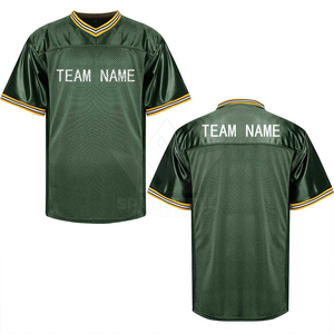 Camiseta de Fútbol Americano Personalizada para Hombre, Verde, Cuello en V, Manga Corta, Malla Transpirable, 100% Poliéster, Nombre del Equipo Sublimado - Product Image 3