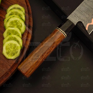 Couteau de chef Kiritsuke SIZZCO en cuivre damas fait main, style japonais, manche en bois de rose, ambidextre, lame de 6-7,9 pouces, qualité supérieure, personnalisé - Product Image 4