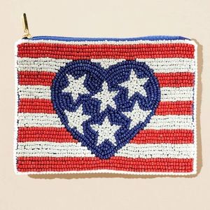 Beach Girl Embroidered Beaded Coin Purse With Zipper And <b>Key</b> Ring <b>Square</b> Casual Travel Accessory - Product Image 2