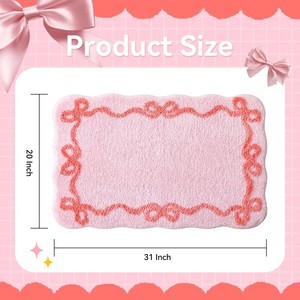 Alfombra de Baño de Algodón Rosa con Borde Bordado, Rectangular, Antideslizante, con Base de Goma, para Uso Doméstico, Diseño Acolchado y Elegante - Product Image 6