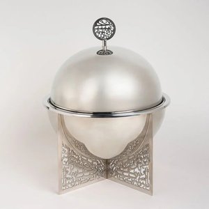 Casserole ronde en métal islamique de luxe avec couvercle en dôme poli, réchauffeur de nourriture isolé pour la maison, les hôtels et la restauration - Product Image 3
