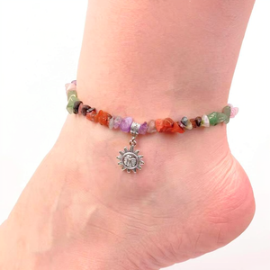 Tobillera colorida de piedra de Chakra para mujer, modelo artesanal de moda de estilo Feng Shui curativo con piedras preciosas de cristal, tipo de producto antiguo - Product Image 1