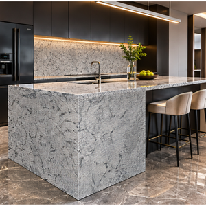 Loseta de Mármol Pulido Calcita MATRIX FLUTED, Gran Formato, Ecológica, Decoración de Pared para Sala de Estar Moderna, Diseño Contemporáneo - Product Image 1