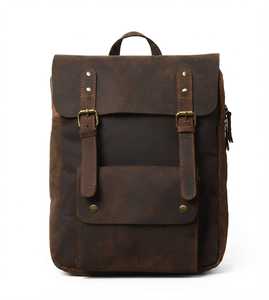 Vintage Genuine <b>Leather</b> <b>Backpack</b> With Hasp Closure Dark Brown All Seasons Daily Use - Product Image 1