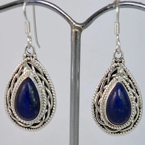 Pendientes de Lapislázuli en Plata de Ley 925, Hechos a Mano, Pendientes de Promesa para Mujer, Estilo Boho, Joyería con Piedra de Nacimiento de Septiembre - Product Image 3