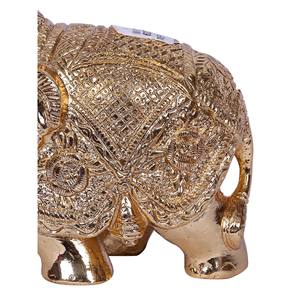 Estatuillas elegantes de estatua de elefante de Latón chapado en oro de 4 pulgadas jugando con una bola pequeñas Esculturas elegantes - Product Image 3