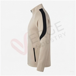 Ensemble de survêtement unisexe beige VERGE INDUSTRY, manches longues, col montant, fermeture éclair sur le devant, couleur unie, respirant, décontracté, pour l'automne - Product Image 3